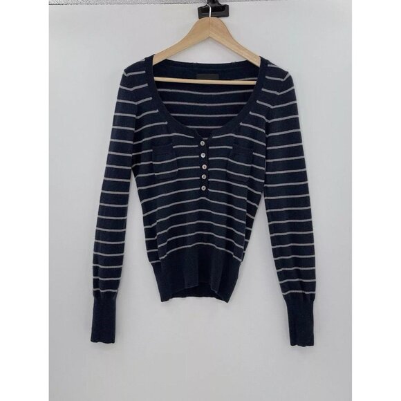 Vtg Jill Stuart Women’s 100% Cashmere Striped Button Sweater‎ Sz Sm, Y2K, Flaw - Picture 1 of 10